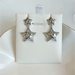 Cubic zirconia silver star earrings